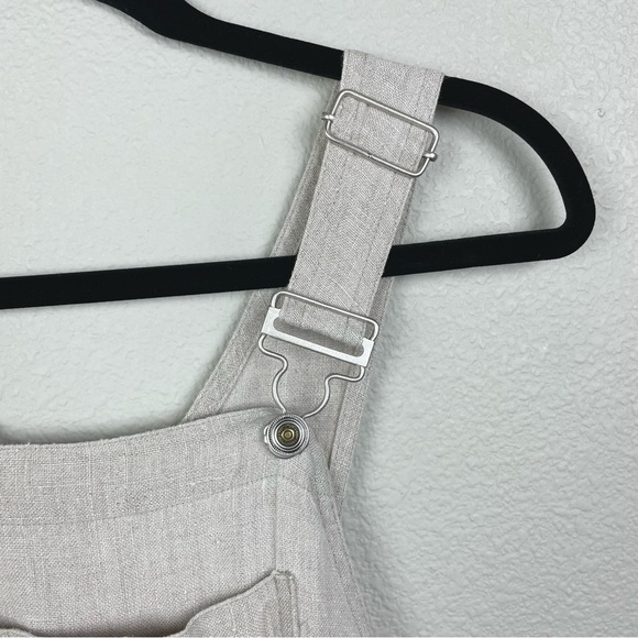 VTG The Territory Ahead Women's Small 100% Linen Tan Cinch Back Overall Shorts - Picture 4 of 16